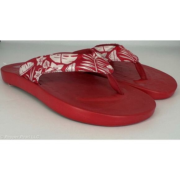 FLIP FLOP Thong Sandals Men's Size 9 Red Soft Science Waterfall Palm - Picture 2 of 6